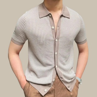 Sommerhemd für Herren - Stilvoll Gestricktes Kurzarm Hemd