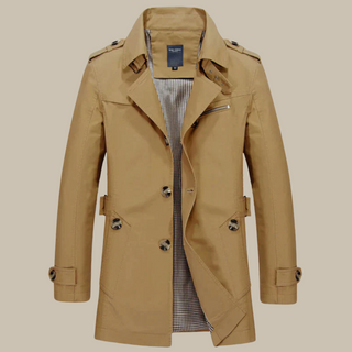 Castello Trench Coat | Stilvoller langer Herrenmantel mit Taschen und hohem Kragen