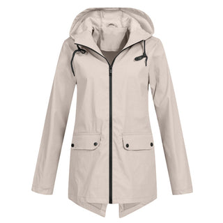 Regenjacke - Wasserdichte Lange Windbreaker mit Kapuze für Damen