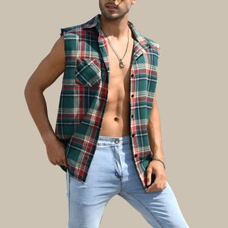 Muscle Hemd für Herren - Muscle-Fit karierte Tank-Top-Bluse für den Sommer