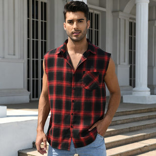 Muscle Hemd für Herren - Muscle-Fit karierte Tank-Top-Bluse für den Sommer
