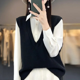 Pullunder für den Herbst - Elegante Strickpullover mit tiefem V-Ausschnitt für Damen