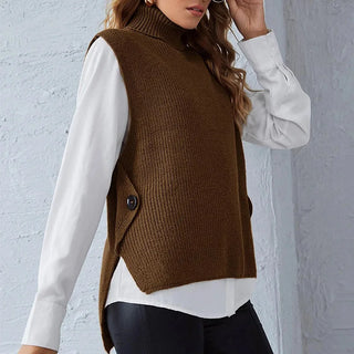 Pullunder für den Herbst - Ärmellose Rollkragenpullover mit Rippenstrick-Textur für Damen