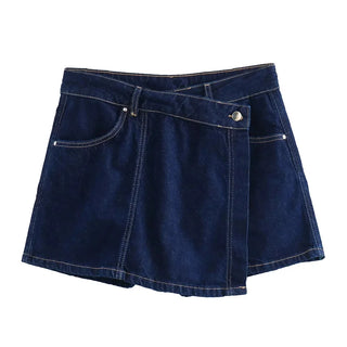 Jeans Zweiteiler Set - Crop Jeanshemd mit Jeansrock