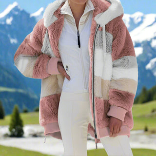 Fleecejacke - Warme Oversized Fleecejacke mit Kapuze für Damen