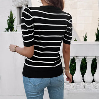Mila T-shirt - Langarmshirt mit Puffärmeln und Streifen