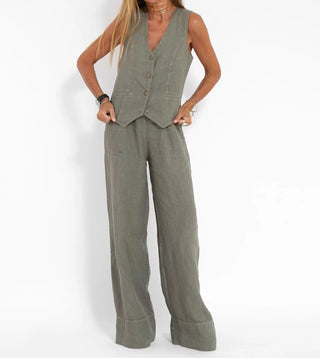 Zweiteiler für Sommer - Twin Set mit Weste und Palazzo Hose für Damen