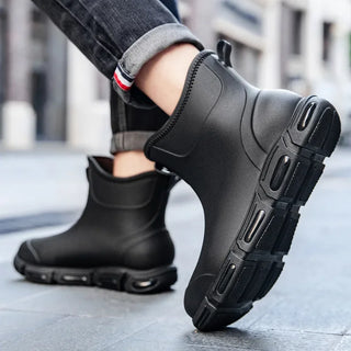 Regenstiefel für den Herbst - Hohe Wasserdichte PVC Gummistiefel mit rutschfester Sohle für Herren