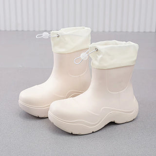 Regenstiefel für den Herbst - Wasserdichte Ankle Gummistiefel mit Strick-Design und rutschfester Sohle für Damen