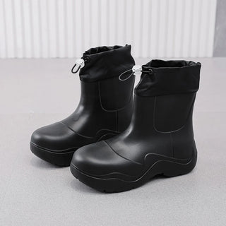 Regenstiefel für den Herbst - Wasserdichte Ankle Gummistiefel mit Strick-Design und rutschfester Sohle für Damen