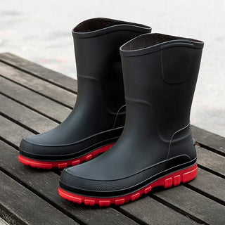 Regenstiefel für den Herbst - Halbhohe Wasserdichte PVC Gummistiefel mit rutschfester Sohle für Herren