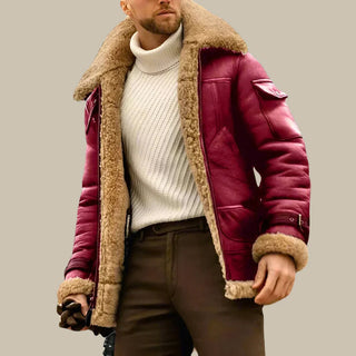 Aviator Winterjacke | Stilvolle lange Winterjacke für Herren mit Wollfutter