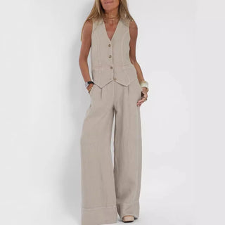 Zweiteiler für Sommer - Twin Set mit Weste und Palazzo Hose für Damen