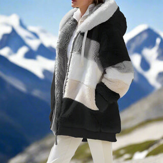 Fleecejacke - Warme Oversized Fleecejacke mit Kapuze für Damen