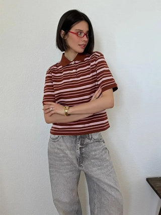 Klassisches Retro Polo mit Kragen für Damen