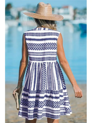 Sommerkleid für Damen - Luftige italienische Strandkleid mit Ethno-Muster