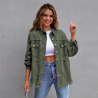 Jeansjacke für den Herbst - Trendy Lange Übergangsjacke für Damen