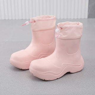 Regenstiefel für den Herbst - Wasserdichte Ankle Gummistiefel mit Strick-Design und rutschfester Sohle für Damen