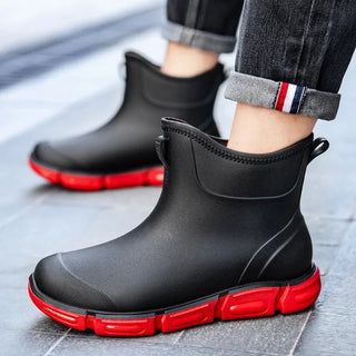 Regenstiefel für den Herbst - Hohe Wasserdichte PVC Gummistiefel mit rutschfester Sohle für Herren