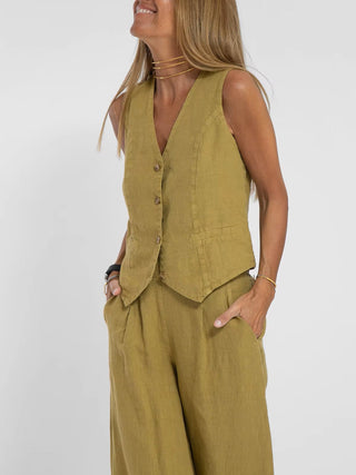 Zweiteiler für Sommer - Twin Set mit Weste und Palazzo Hose für Damen
