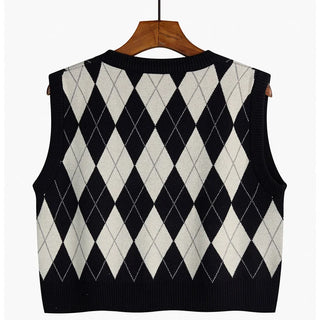 Pullunder für den Herbst - Vintage Kürze Strickpullover mit V-Ausschnitt für Damen