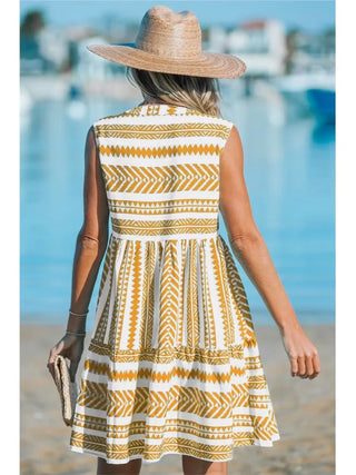 Sommerkleid für Damen - Luftige italienische Strandkleid mit Ethno-Muster