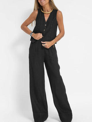 Zweiteiler für Sommer - Twin Set mit Weste und Palazzo Hose für Damen