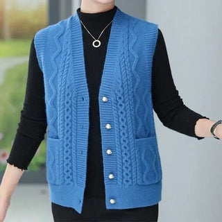 Strickweste für den Herbst - Ärmellose Strickweste mit V-Ausschnitt für Damen