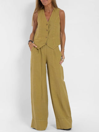 Zweiteiler für Sommer - Twin Set mit Weste und Palazzo Hose für Damen