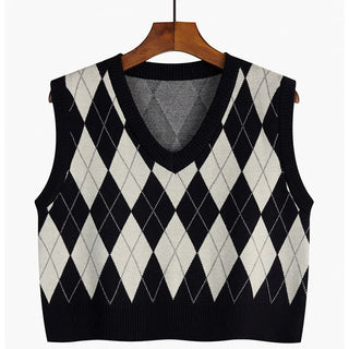 Pullunder für den Herbst - Vintage Kürze Strickpullover mit V-Ausschnitt für Damen