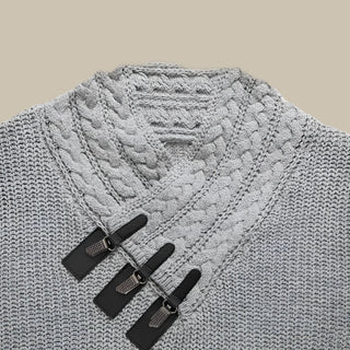 Rivello Pullover | Grob gestrickter Herrenpullover mit schrägem Verschluss