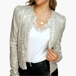 Pailletten Blazer - Stilvolle Kurze Jacke mit Glitzernde Pailletten für Damen