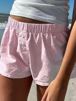 Shorts für Damen - Luftige Gestreifte Kurze Hose für Sommer