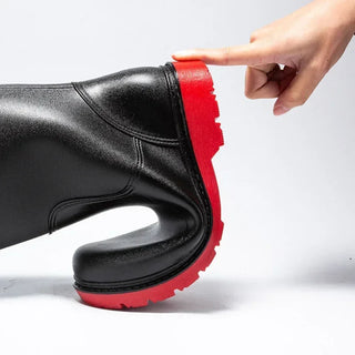 Regenstiefel für den Herbst - Halbhohe Bequeme Wasserdichte PVC Gummistiefel mit rutschfester Sohle für Herren