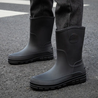 Regenstiefel für den Herbst - Halbhohe Wasserdichte PVC Gummistiefel mit rutschfester Sohle für Herren