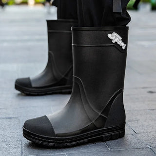 Regenstiefel für den Herbst - Hohe Wasserdichte PVC Gummistiefel mit rutschfester Sohle für Herren