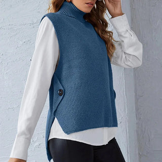 Pullunder für den Herbst - Ärmellose Rollkragenpullover mit Rippenstrick-Textur für Damen