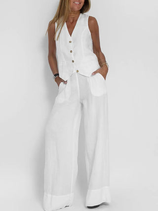 Zweiteiler für Sommer - Twin Set mit Weste und Palazzo Hose für Damen