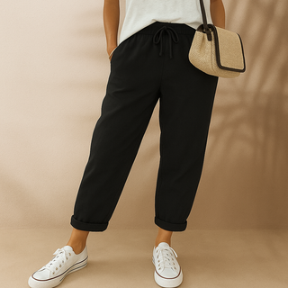 Sommerhose für Damen - Luftige Leinen-Optik Caprihose