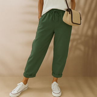 Sommerhose für Damen - Luftige Leinen-Optik Caprihose