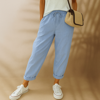 Sommerhose für Damen - Luftige Leinen-Optik Caprihose