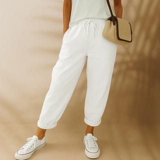 Sommerhose für Damen - Luftige Leinen-Optik Caprihose