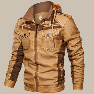 Kingsman Lederjacke | Premium Zwischenjacke mit Kapuze für Herren