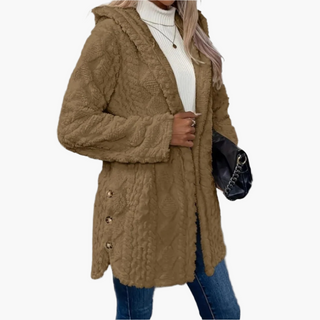 Teddyjacke - Stilvolle Lange Fleecejacke mit Kapuze für Damen