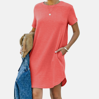 Midikleid für den Sommer - Luftiges T-Shirt-Kleid mit Kurzarm und Taschen