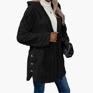Teddyjacke - Stilvolle Lange Fleecejacke mit Kapuze für Damen