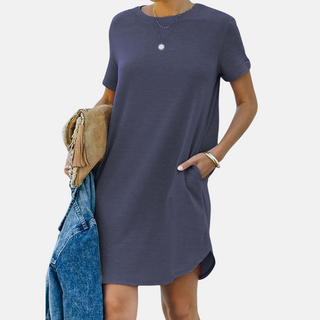 Midikleid für den Sommer - Luftiges T-Shirt-Kleid mit Kurzarm und Taschen