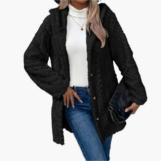 Teddyjacke - Stilvolle Lange Fleecejacke mit Kapuze für Damen