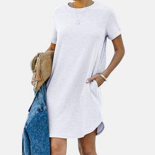 Midikleid für den Sommer - Luftiges T-Shirt-Kleid mit Kurzarm und Taschen