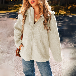 Teddyjacke - Stilvolle Fleecejacke mit Kapuze für Damen